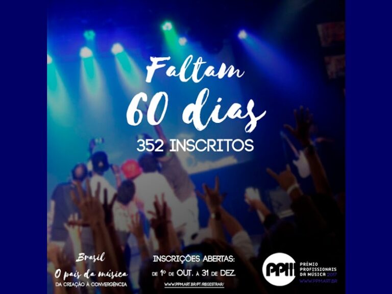 À 60 dias do término das inscrições,   a 3ª edição do Prêmio Profissionais da Música 2017 já conta com 352 inscritos
