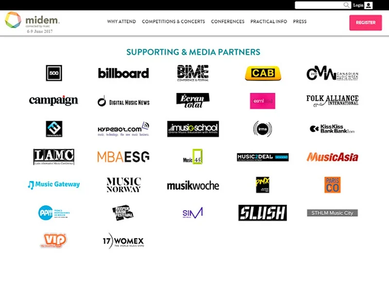 Prêmio Profissionais da Música e MIDEM: parceiros internacionais oficiais, a partir de 2017