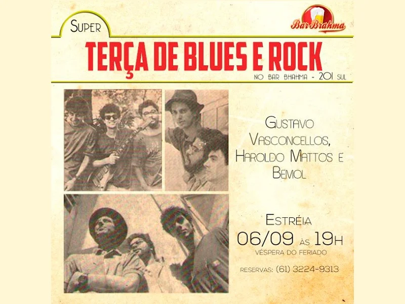 Logo mais, às 19h, no Bar Brahma 201 Sul, estréia a Super Terça de Blues e Rock   com o duo Blues de Bolso.