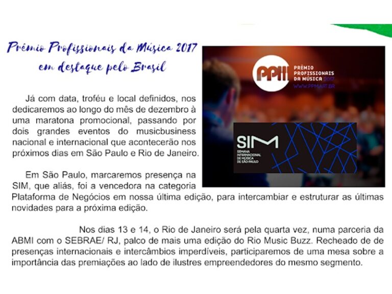 Prêmio Profissionais da Música estará na SIM São Paulo e é destaque na imprensa digital
