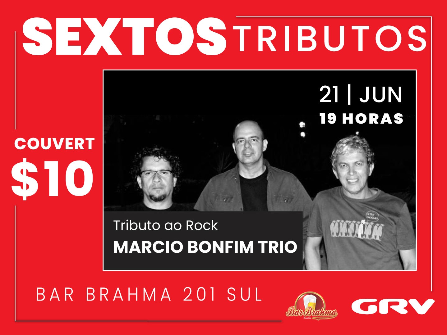 Tributo ao Rock nesta sexta [21|6] no Bar Brahma