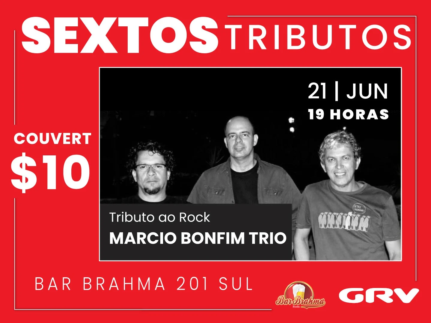 Tributo ao Rock nesta sexta [21|6] no Bar Brahma