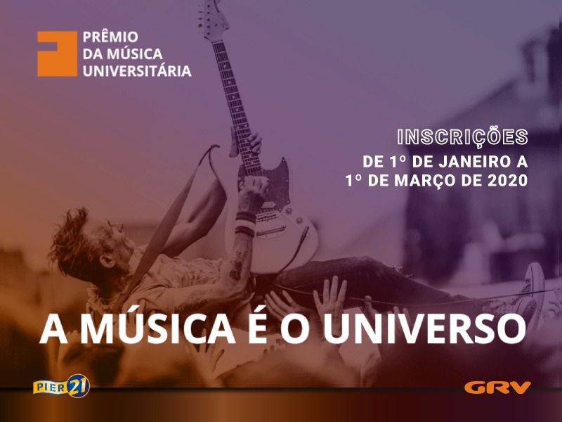 Vem aí o Prêmio da Música Universitária. Inscrições a partir de 1º de janeiro de 2020