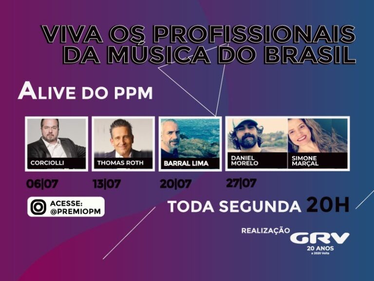 Corciolli, Thomas Roth, Barral Lima, Simone Marçal e Daniel Morello nas lives de julho do PPM