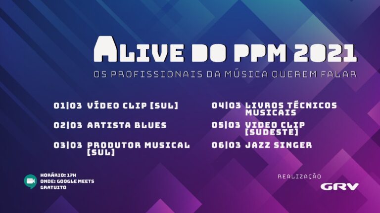 A primeira semana de lives do PPM 2021 começam hoje