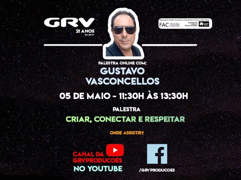 Criar, Conectar e Respeitar, palestra gratuita com Gustavo Vasconcellos
