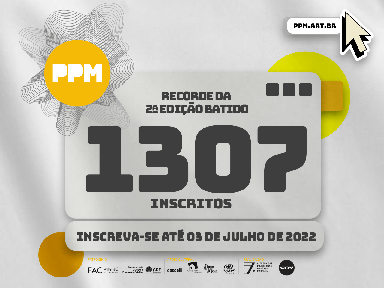 Recorde de inscrições em todas as edições presenciais do Prêmio Profissionais da Música acaba de ser batido
