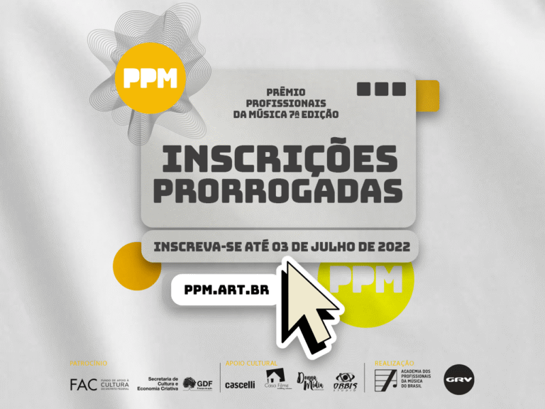 Prorrogadas, até 3 de julho de 2022, as inscrições para concorrer na 7ª edição do Prêmio Profissionais da Música
