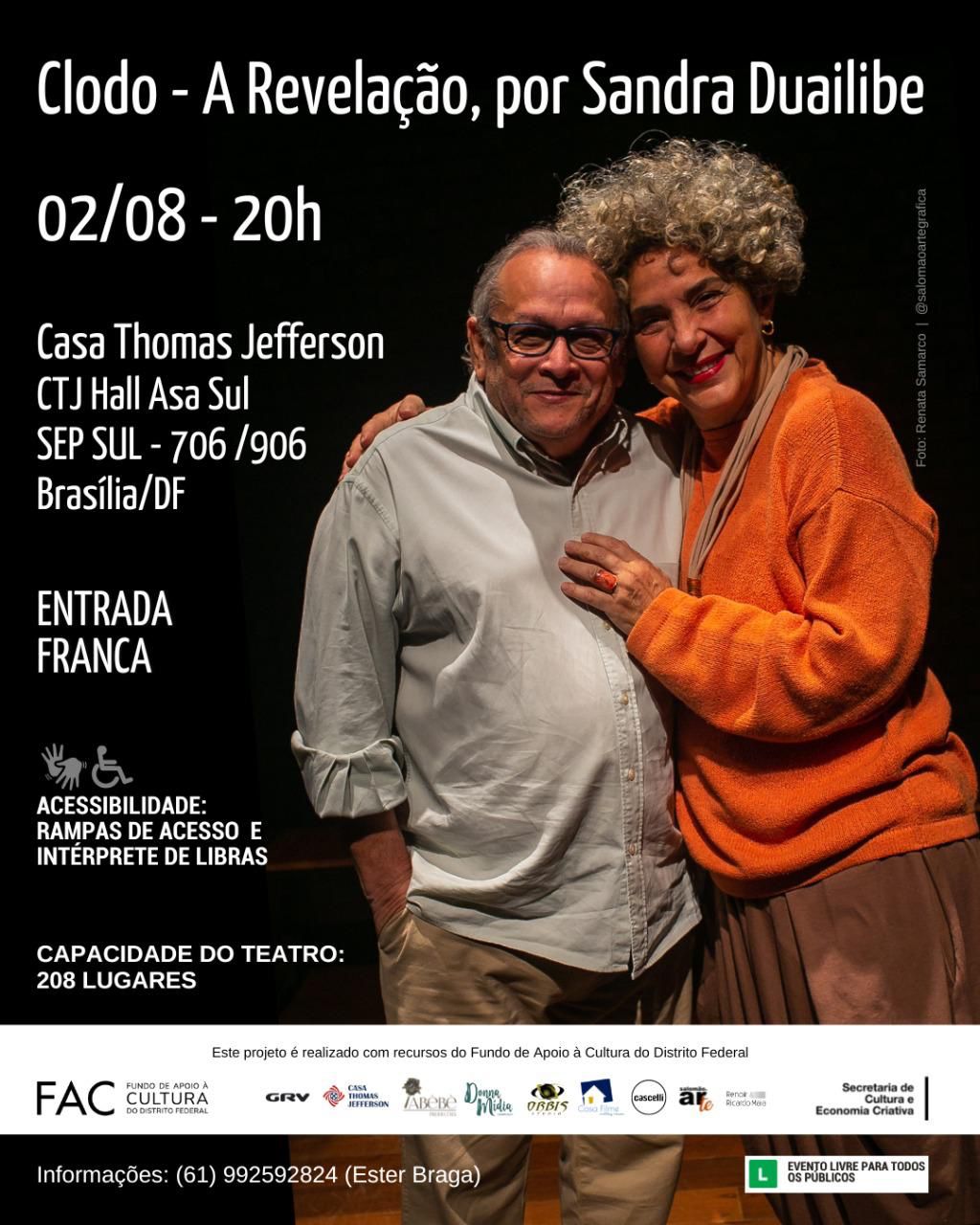 Sandra Duailibe homenageia Clodo Ferreira, hoje, 20h na casa Thomas Jefferson.