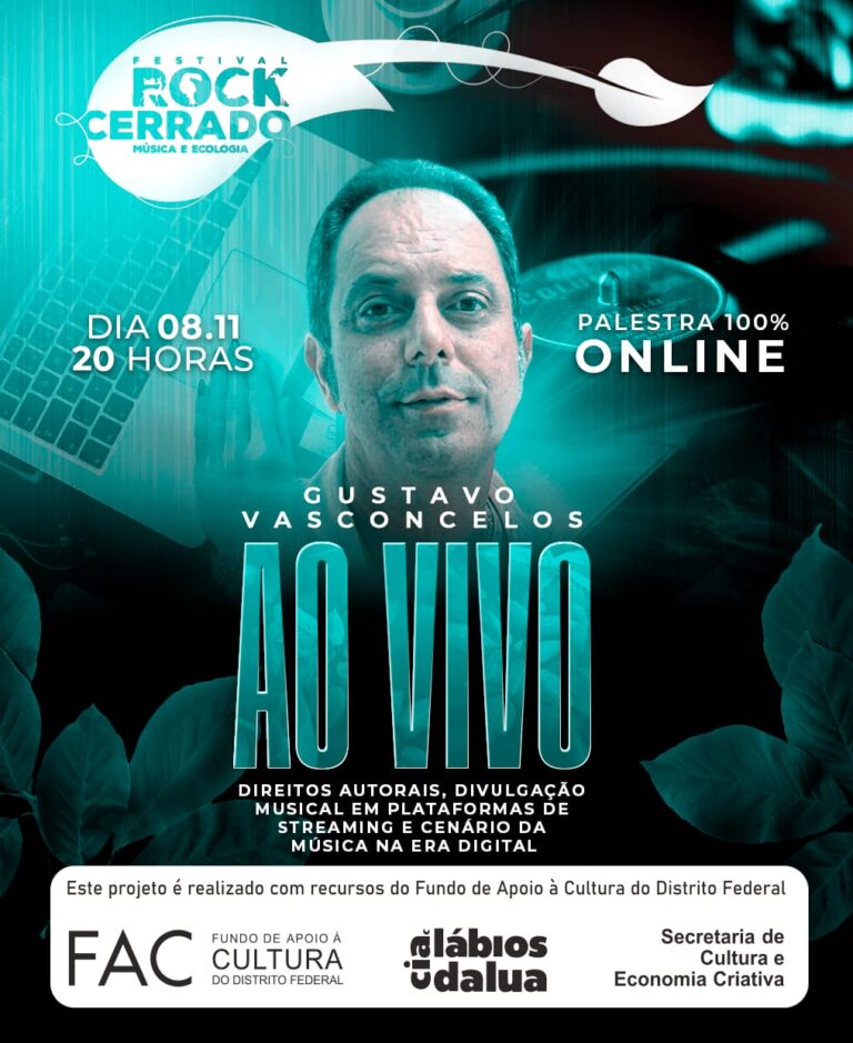 Palestra ao vivo e online com Gustavo Vasconcellos no Rock Cerrado