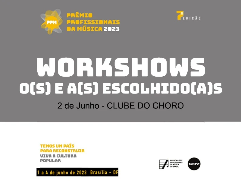 Conheçam os 8 workshows escolhidos para a programação da 7ª edição do Prêmio Profissionais da Música