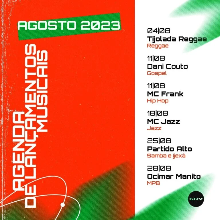 Os lançamentos musicais do de mês de agosto da GRV estão com seus pré-saves no ar