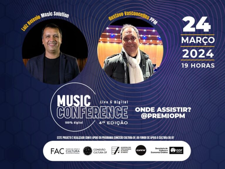 Gustavo Vasconcellos [ PPM) e Luiz Helênio [ Music Solution] na estréia da 4ª edição do Live&Digital Music Conference