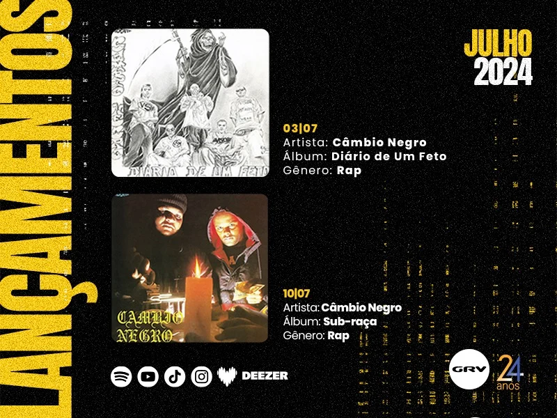 Câmbio Negro reapresenta os álbuns Diário de um Feto e Sub Raça by GRV